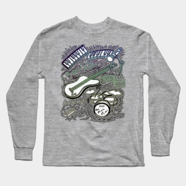 Music Sketch Long Sleeve T-Shirt by Meditate and Sloth